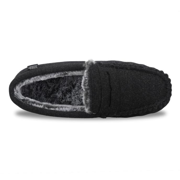 totes toasties® Mens Soft Herringbone Moccasin Slipper Charcoal Extra Image 5